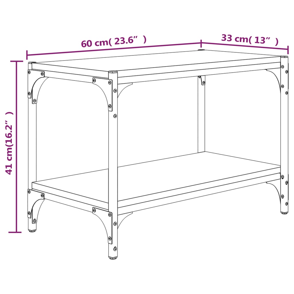 Mobile TV Rovere Fumo 60x33x41 cm Legno Multistrato e Acciaio cod mxl 20603