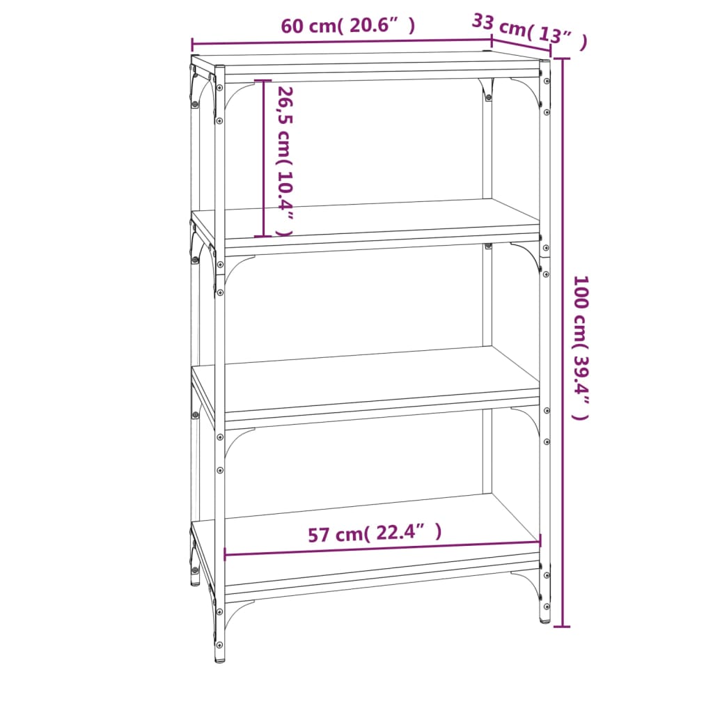 Libreria rovere fumo 60x33x100 cm Legno Multistrato e Acciaio cod mxl 24143