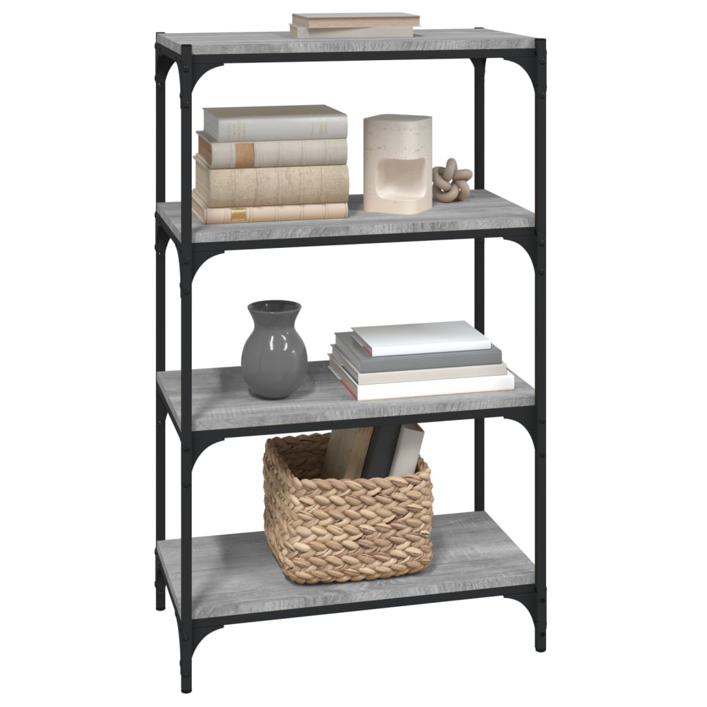 Libreria Grigio Sonoma 60x33x100 cm Legno Multistrato e Acciaio cod mxl 23167