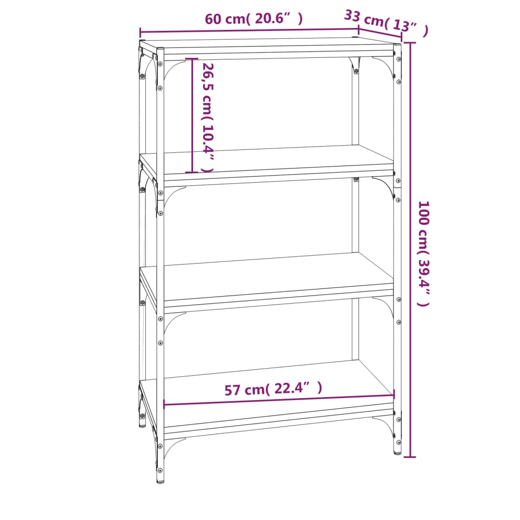 Libreria rovere marrone 60x33x100cm Legno Multistrato e Acciaio 819331