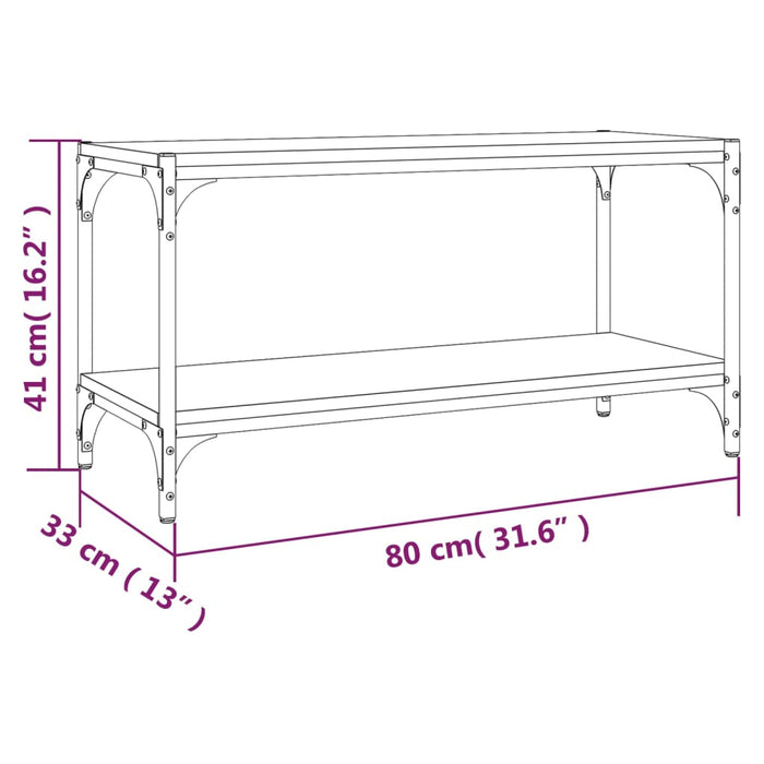 Mobile Porta TV Nero 80x33x41 cm in Legno Multistrato e Acciaio