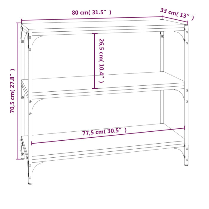 Mobile Porta Libri Nero 80x33x70,5 cm Legno Multistrato Acciaio 819337