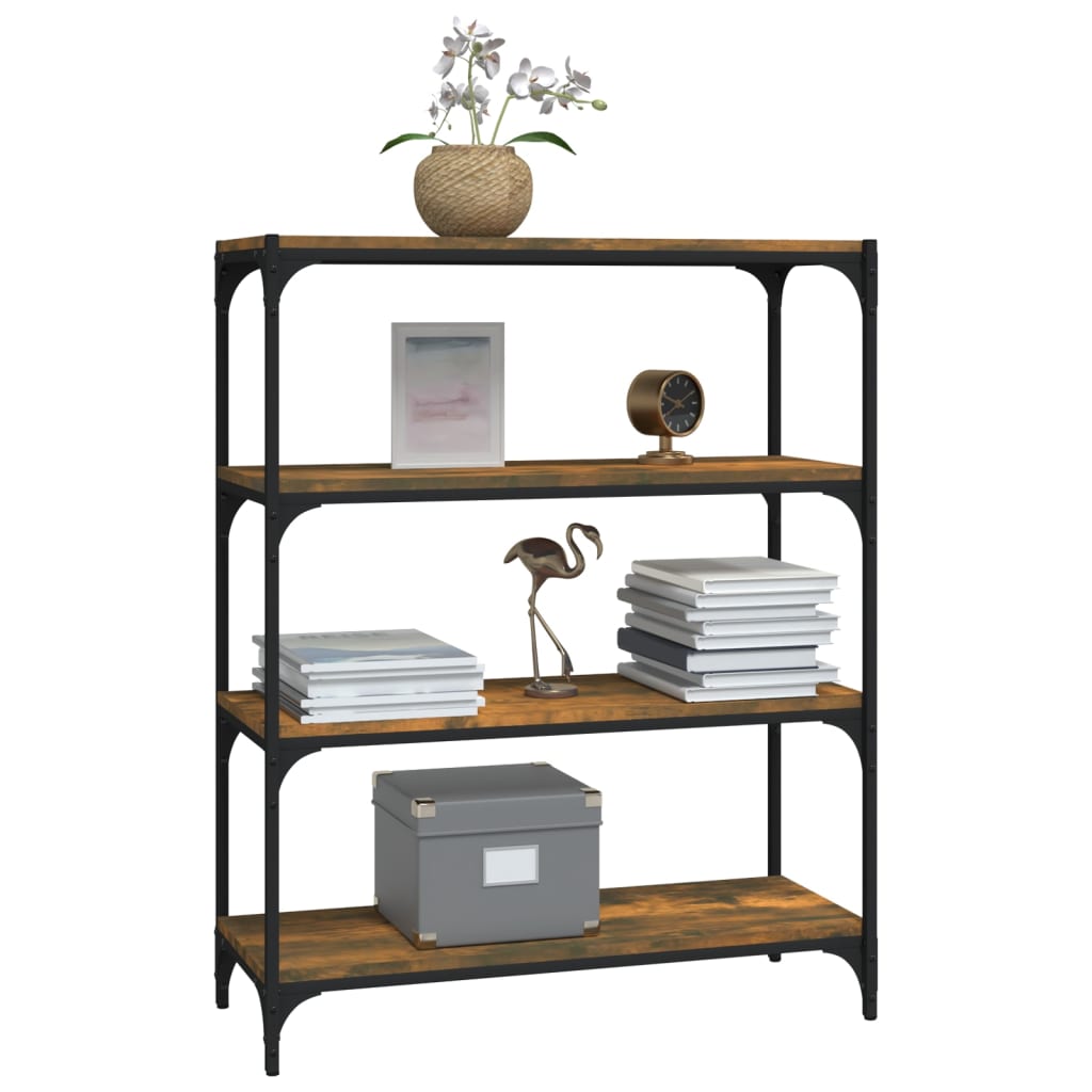 Libreria rovere fumo 80x33x100 cm Legno Multistrato e Acciaio 819344