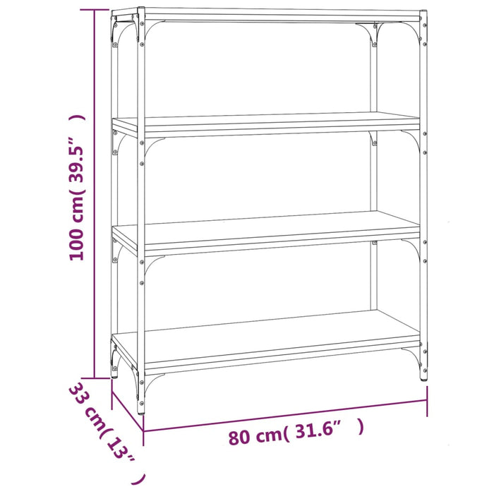 Libreria rovere fumo 80x33x100 cm Legno Multistrato e Acciaio cod mxl 18883