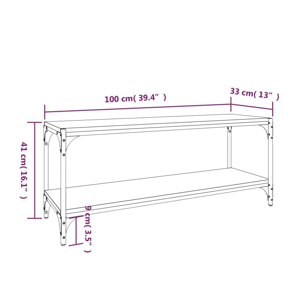 Mobile TV Grigio Sonoma 100x33x41cm Legno Multistrato e Acciaio cod mxl 16768