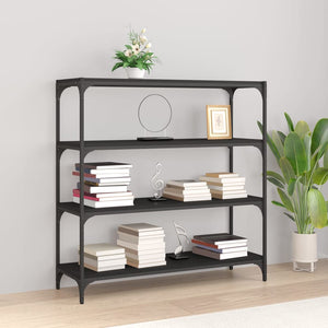 Libreria Nera 100x33x100 cm in Legno Multistrato e Acciaio