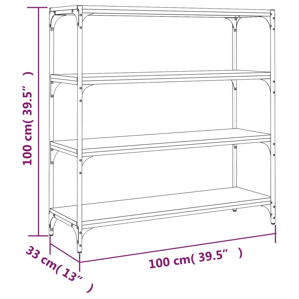 Libreria Rovere Sonoma 100x33x100cm Legno Multistrato e Acciaio 819358