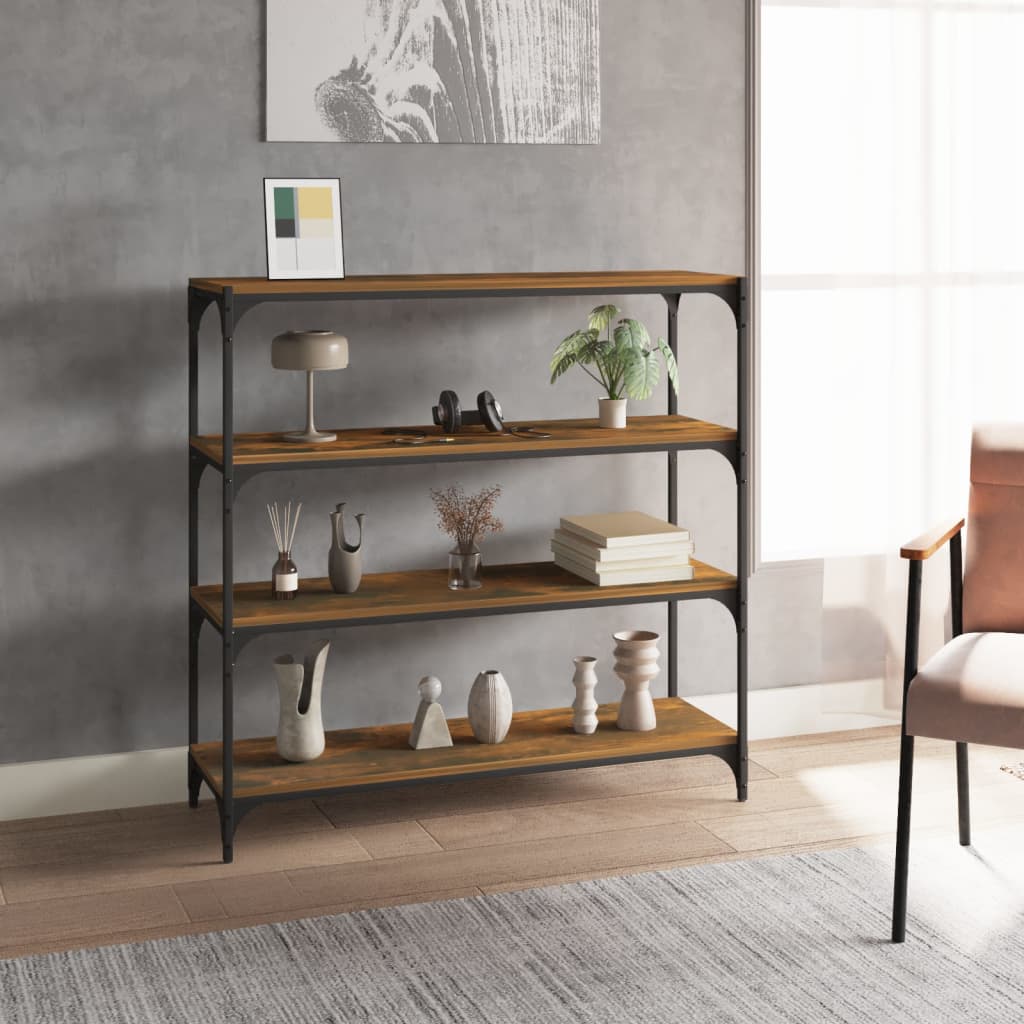 Libreria rovere fumo 100x33x100 cm Legno Multistrato e Acciaio 819359