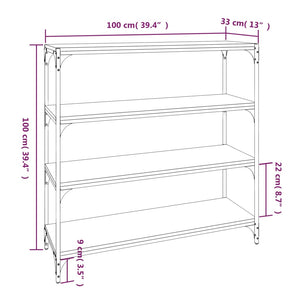 Libreria Rovere Marrone 100x33x100 cm Legno Multistrato Acciaio 819361