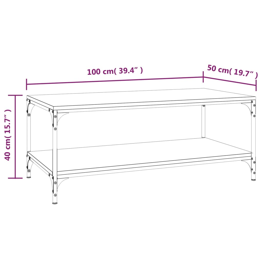 Tavolino da Salotto Rovere Fumo 100x50x40 cm Legno Multistrato cod mxl 13287