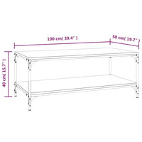 Tavolino da Salotto Rovere Fumo 100x50x40 cm Legno Multistrato cod mxl 13287