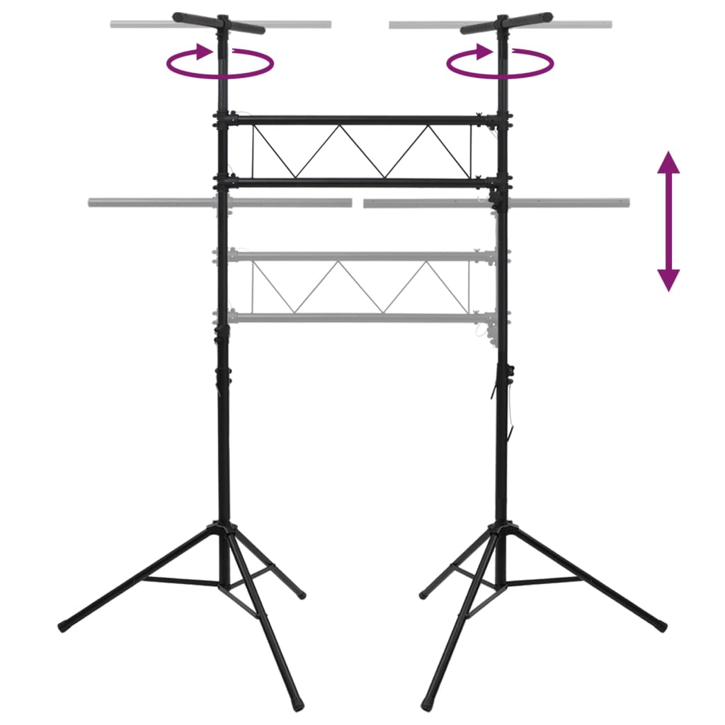 Stativo per Luci Nero 238x115x(180-300) cm Acciaio 70180