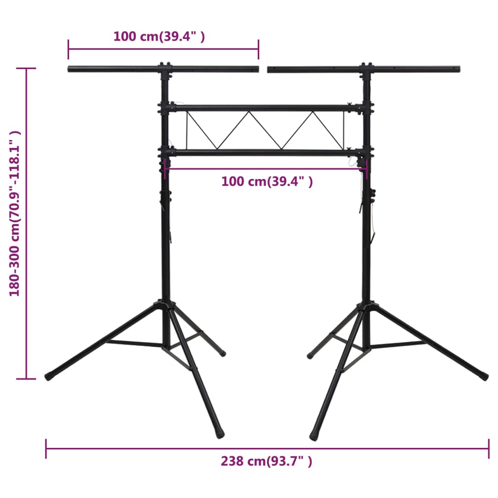 Stativo per Luci Nero 238x115x(180-300) cm Acciaio cod mxl 64509