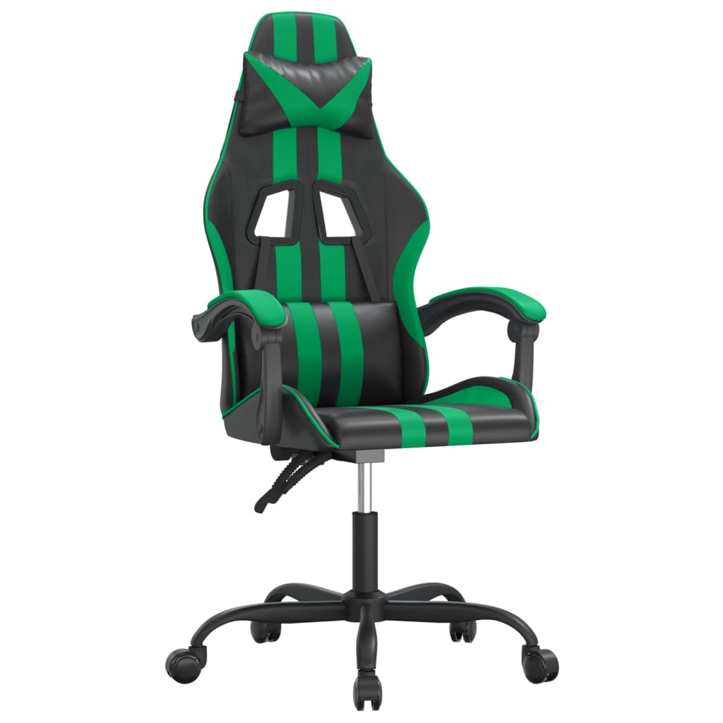 Sedia da Gaming Girevole Nera e Verde in Similpelle cod 11433