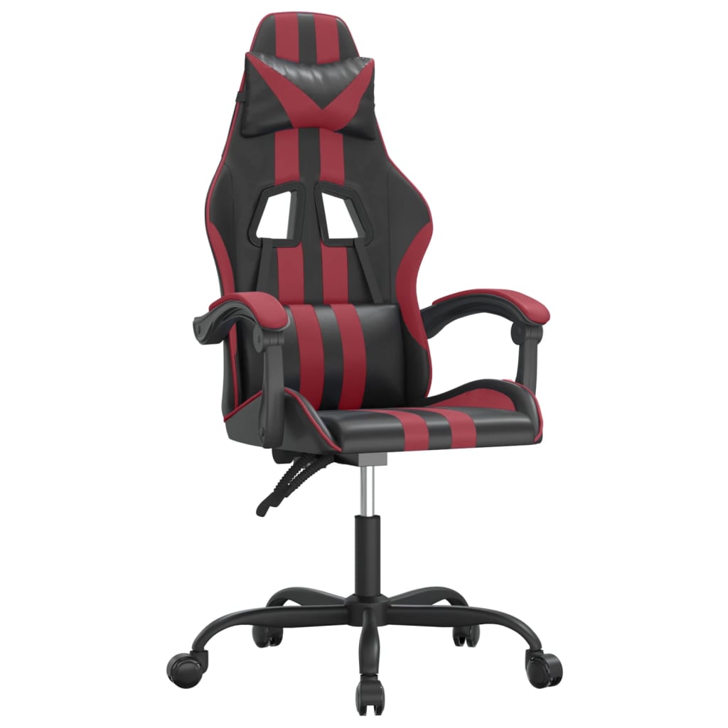 Sedia da Gaming Girevole Nero e Rosso Vino in Similpelle 349526