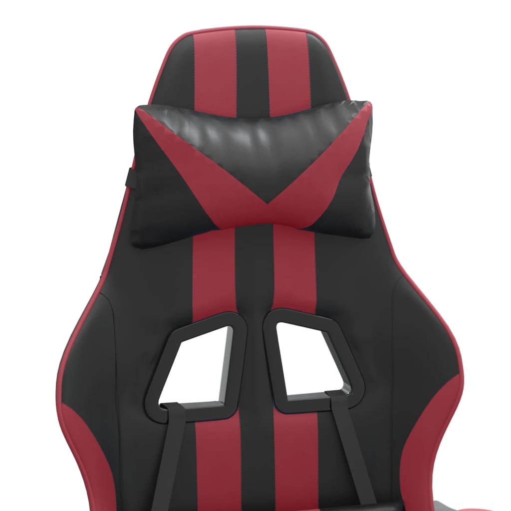 Sedia Gaming Girevole Poggiapiedi Nero e Rosso Vino Similpelle 349538