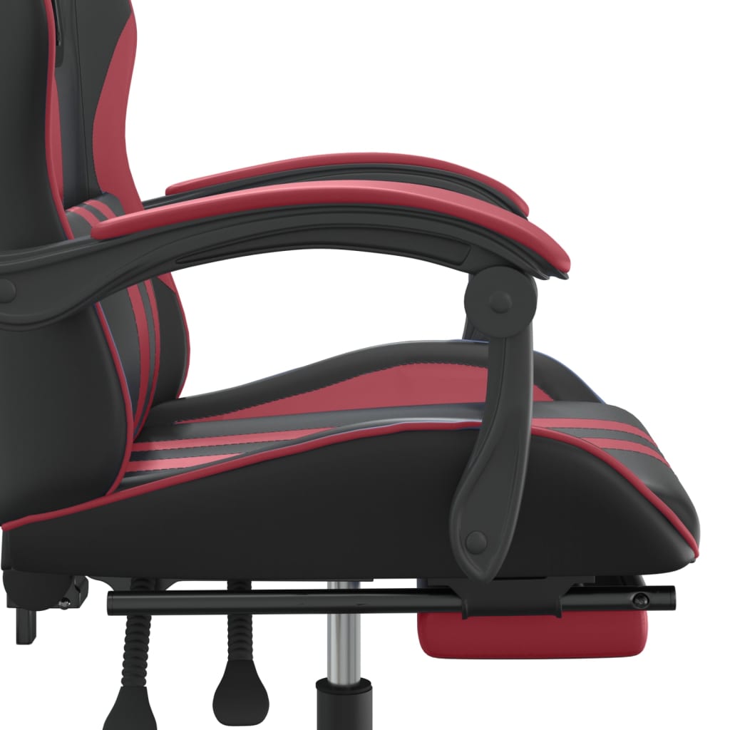 Sedia Gaming Girevole Poggiapiedi Nero e Rosso Vino Similpelle 349538