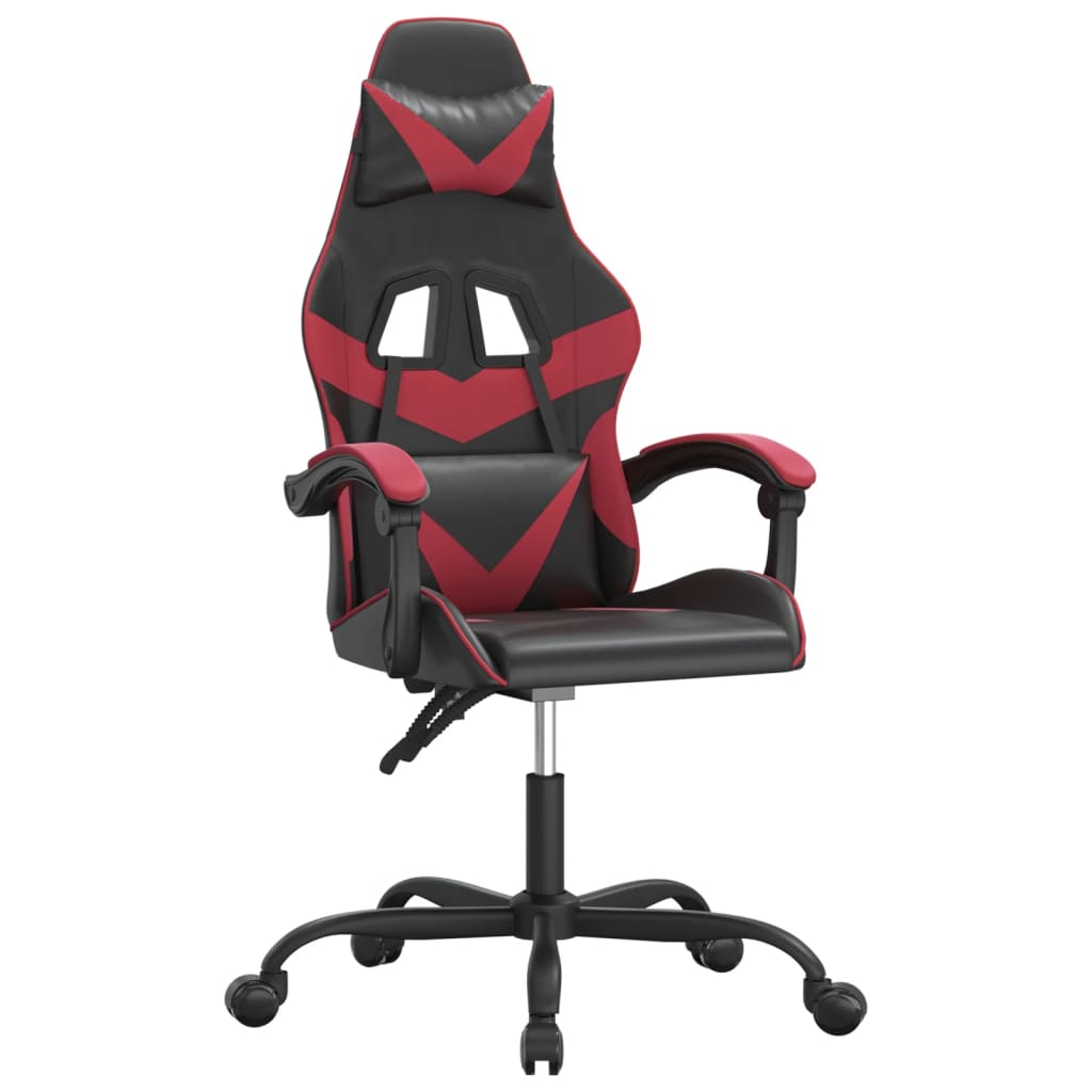 Sedia da Gaming Girevole Nero e Rosso Vino in Similpelle 349550