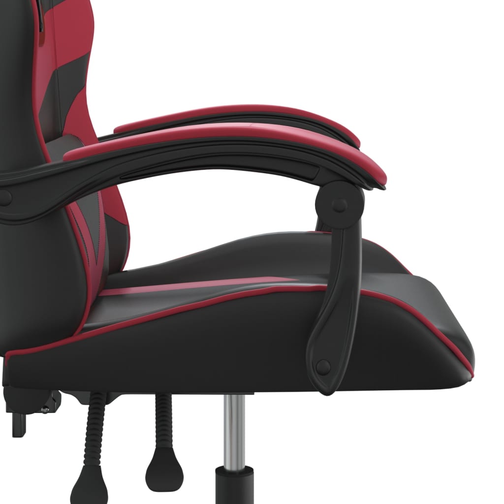 Sedia da Gaming Girevole Nero e Rosso Vino in Similpelle 349550