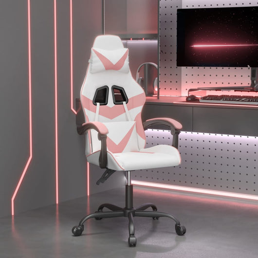 Sedia da Gaming Girevole Bianco e Rosa in Similpelle 349552