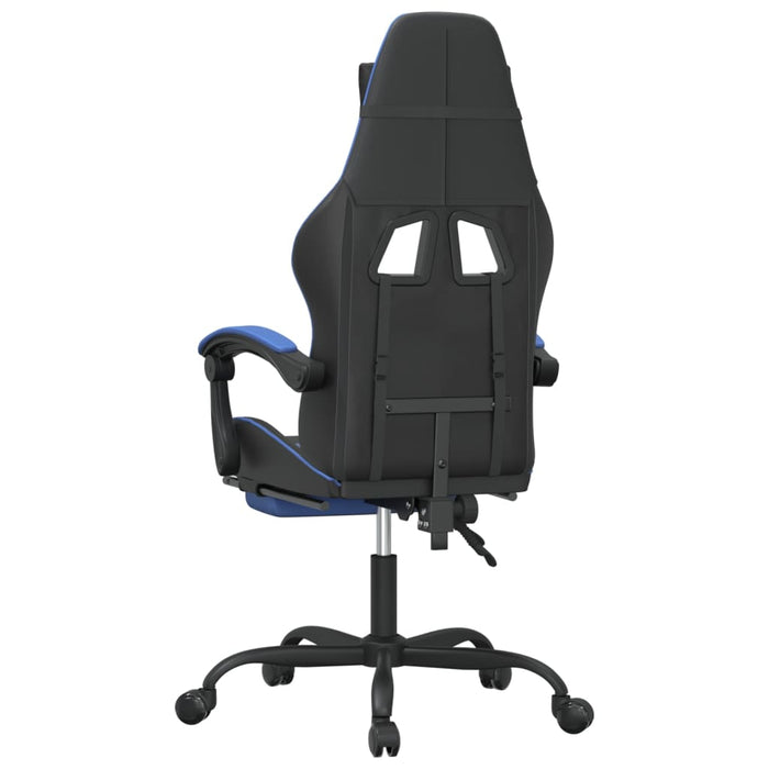 Sedia da Gaming Girevole con Poggiapiedi Nero e Blu Similpelle 349555