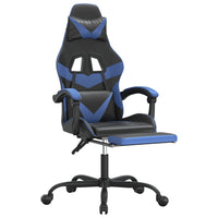 Sedia da Gaming Girevole con Poggiapiedi Nero e Blu Similpelle 349555