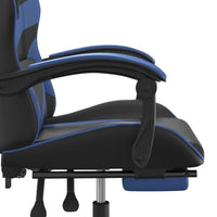 Sedia da Gaming Girevole con Poggiapiedi Nero e Blu Similpelle 349555