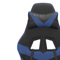 Sedia da Gaming Girevole con Poggiapiedi Nero e Blu Similpelle 349555