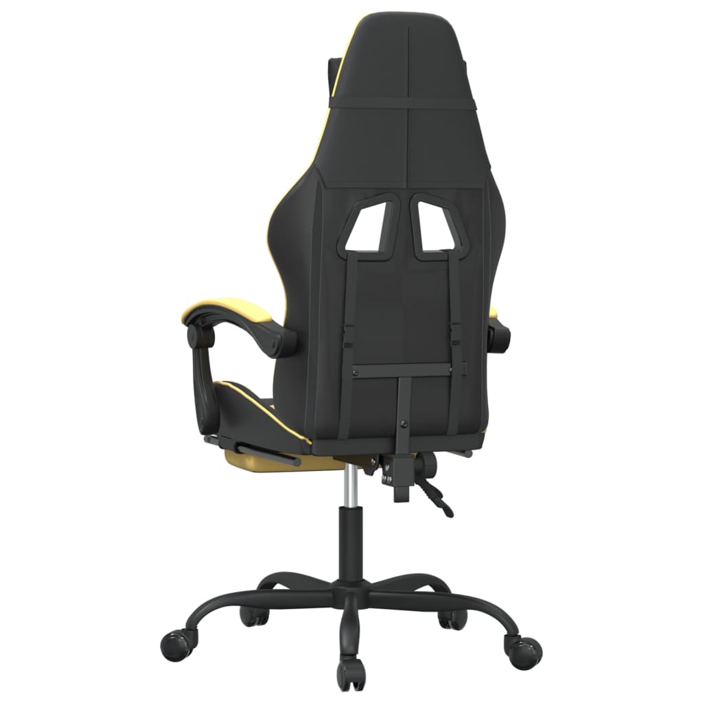 Sedia da Gaming Girevole con Poggiapiedi Nero e Oro Similpelle cod mxl 77253