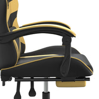 Sedia da Gaming Girevole con Poggiapiedi Nero e Oro Similpelle cod mxl 77253