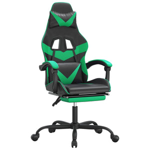 Sedia da Gaming Girevole con Poggiapiedi Nero Verde Similpelle 349558