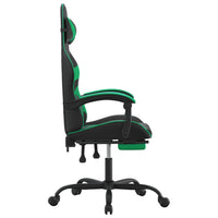 Sedia da Gaming Girevole con Poggiapiedi Nero Verde Similpelle 349558