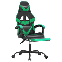 Sedia da Gaming Girevole con Poggiapiedi Nero Verde Similpelle 349558