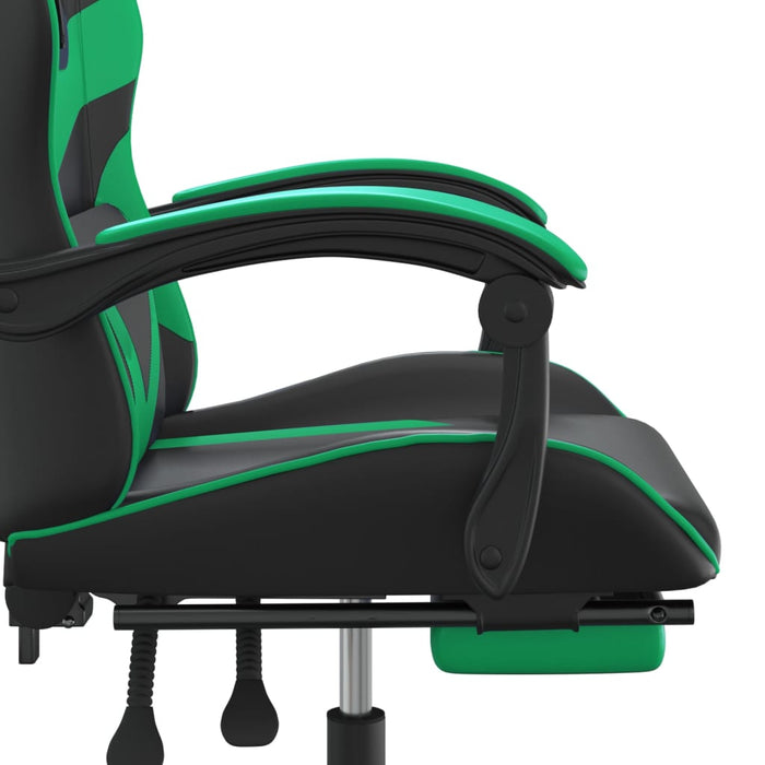 Sedia da Gaming Girevole con Poggiapiedi Nero Verde Similpelle 349558