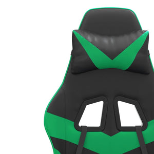 Sedia da Gaming Girevole con Poggiapiedi Nero Verde Similpelle 349558