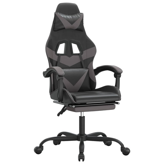 Sedia da Gaming Girevole Poggiapiedi Nero e Grigio Similpelle 349559