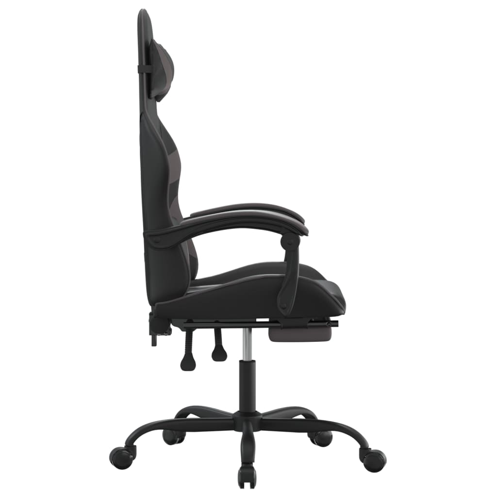 Sedia da Gaming Girevole Poggiapiedi Nero e Grigio Similpelle 349559