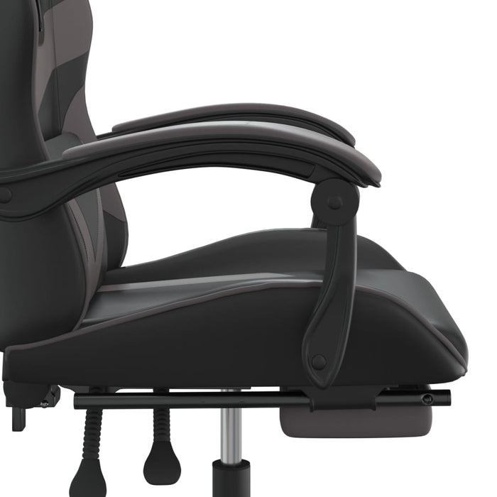 Sedia da Gaming Girevole Poggiapiedi Nero e Grigio Similpelle 349559