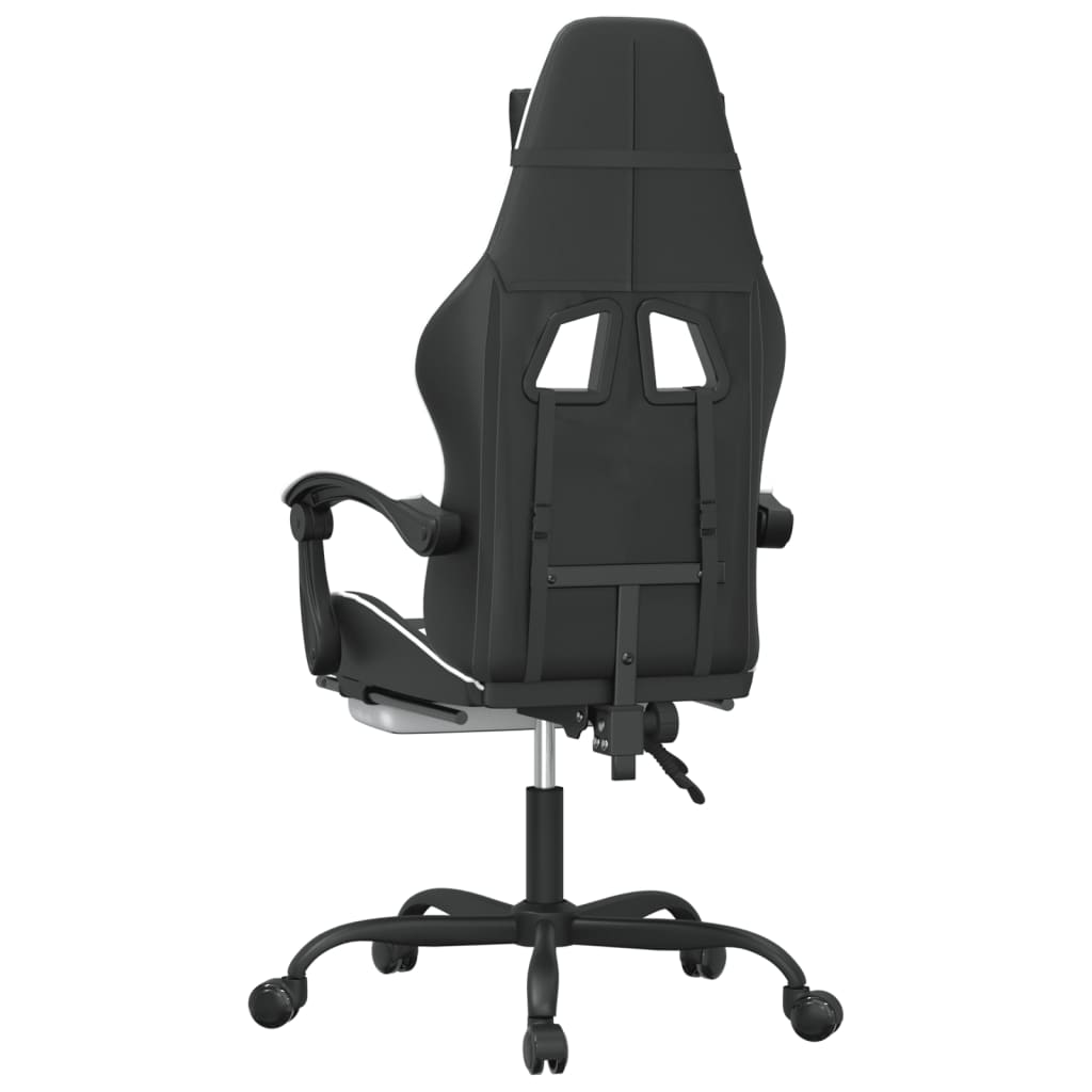 Sedia da Gaming Girevole Poggiapiedi Nero e Bianco Similpelle 349560