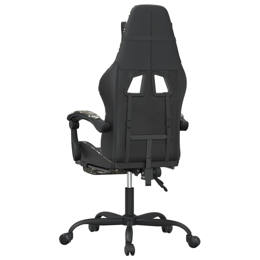 Sedia da Gaming Girevole Poggiapiedi Nero e Mimetico Similpelle 349566