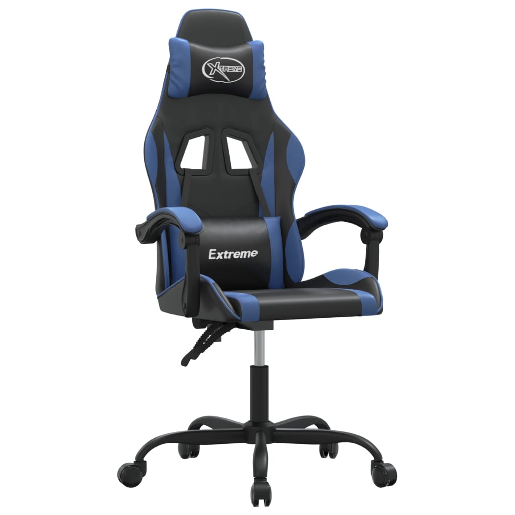 Sedia da Gaming Girevole Nero e Blu in Similpelle 349567