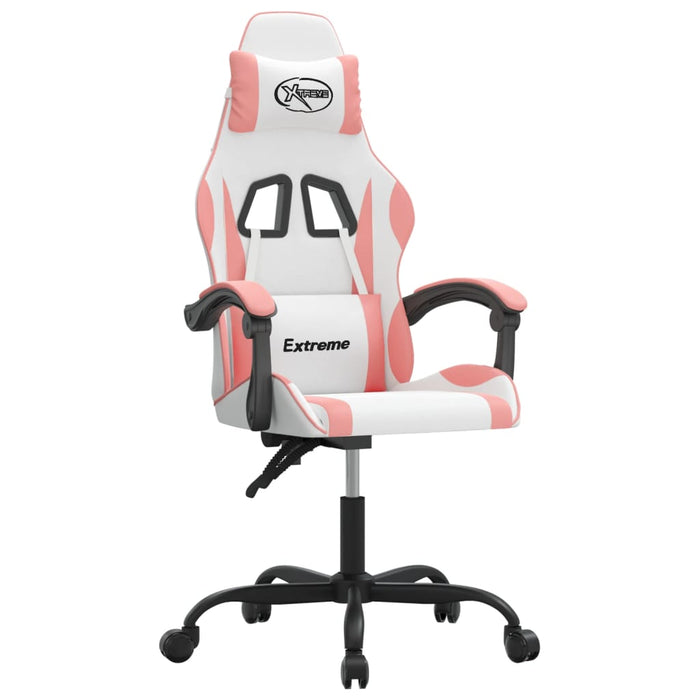 Sedia da Gaming Girevole Bianco e Rosa in Similpelle 349576