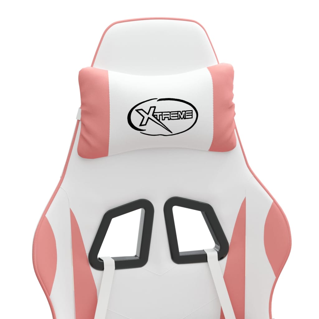 Sedia da Gaming Girevole Bianco e Rosa in Similpelle 349576