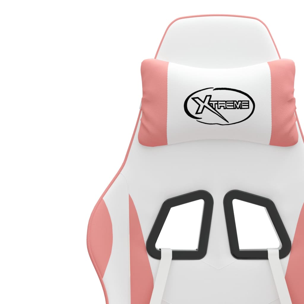 Sedia da Gaming Girevole Bianco e Rosa in Similpelle 349576