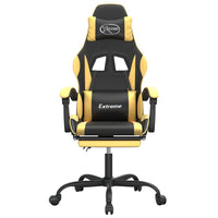 Sedia da Gaming Girevole con Poggiapiedi Nero e Oro Similpelle 349581