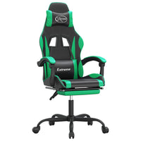 Sedia da Gaming Girevole con Poggiapiedi Nero Verde Similpelle 349582