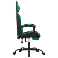 Sedia da Gaming Girevole con Poggiapiedi Nero Verde Similpelle 349582