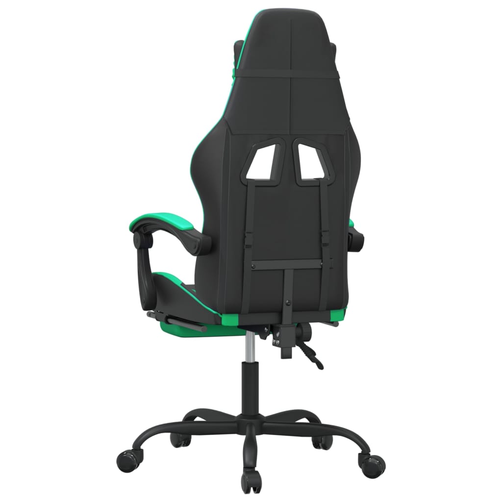 Sedia da Gaming Girevole con Poggiapiedi Nero Verde Similpelle 349582