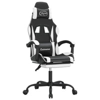 Sedia da Gaming Girevole Poggiapiedi Nero e Bianco Similpelle 349584