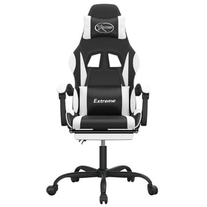 Sedia da Gaming Girevole Poggiapiedi Nero e Bianco Similpelle 349584